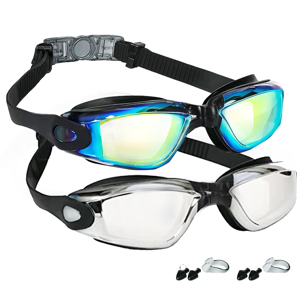 Lilychan 2 Pack Swimming Goggles, Anti-fog UV Protection, Ear Plug Nose ...