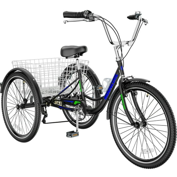 LILYPELLE 20" Adult Tricycle 7 Speed, Three Wheel Bikes for Adults 350lbs,Low-Step Through Trike Cruiser for Exercise Shopping Outdoor Activities,Black