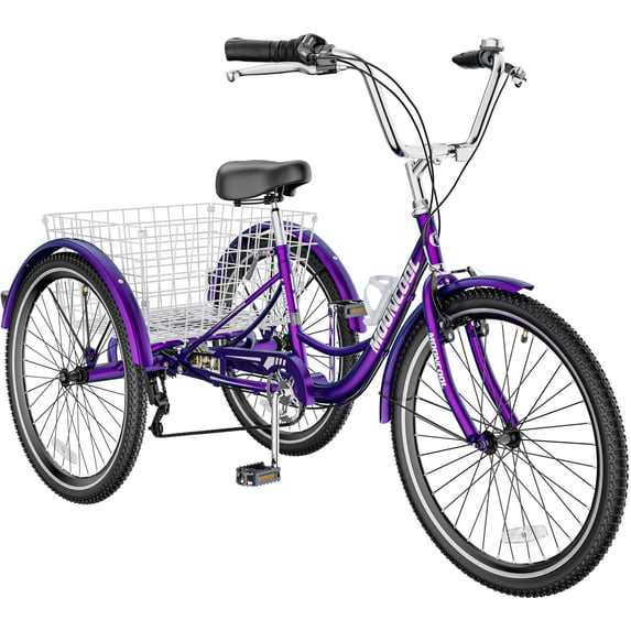 LILYPELLE 20" Adult Tricycle 7 Speed, Three Wheel Bikes for Adults 400lbs,Low-Step Through Trike Cruiser for Exercise Shopping Outdoor Activities,Rose Violet