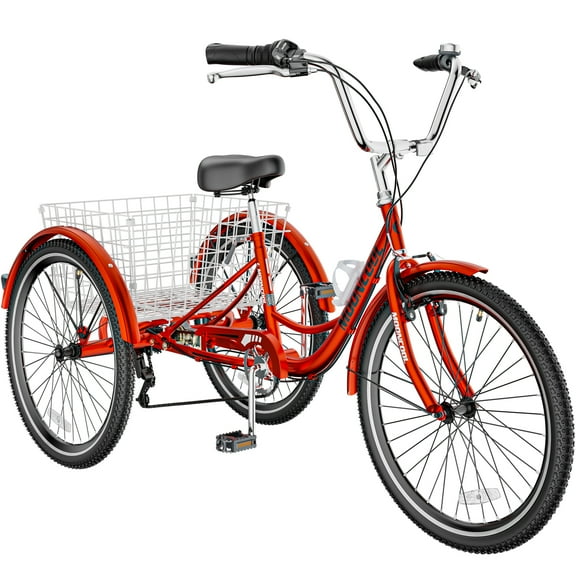 LILYPELLE 20" Adult Tricycle 7 speed, Three Wheel Bikes for Adults 400lbs,Low-Step Through Trike Cruiser for Exercise Shopping Outdoor Activities,Red