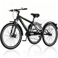 thumbnail image 1 of Lilypelle Adult Mountain Tricycle, 7 Speed 3 Wheel Bike, 24/26/27 Inch Adult Trikes w/ Front Suspension, All Terrain Tires, Large Rear Basket, Disc Brakes, Bottle Cage for Seniors, Women, Men, 1 of 9