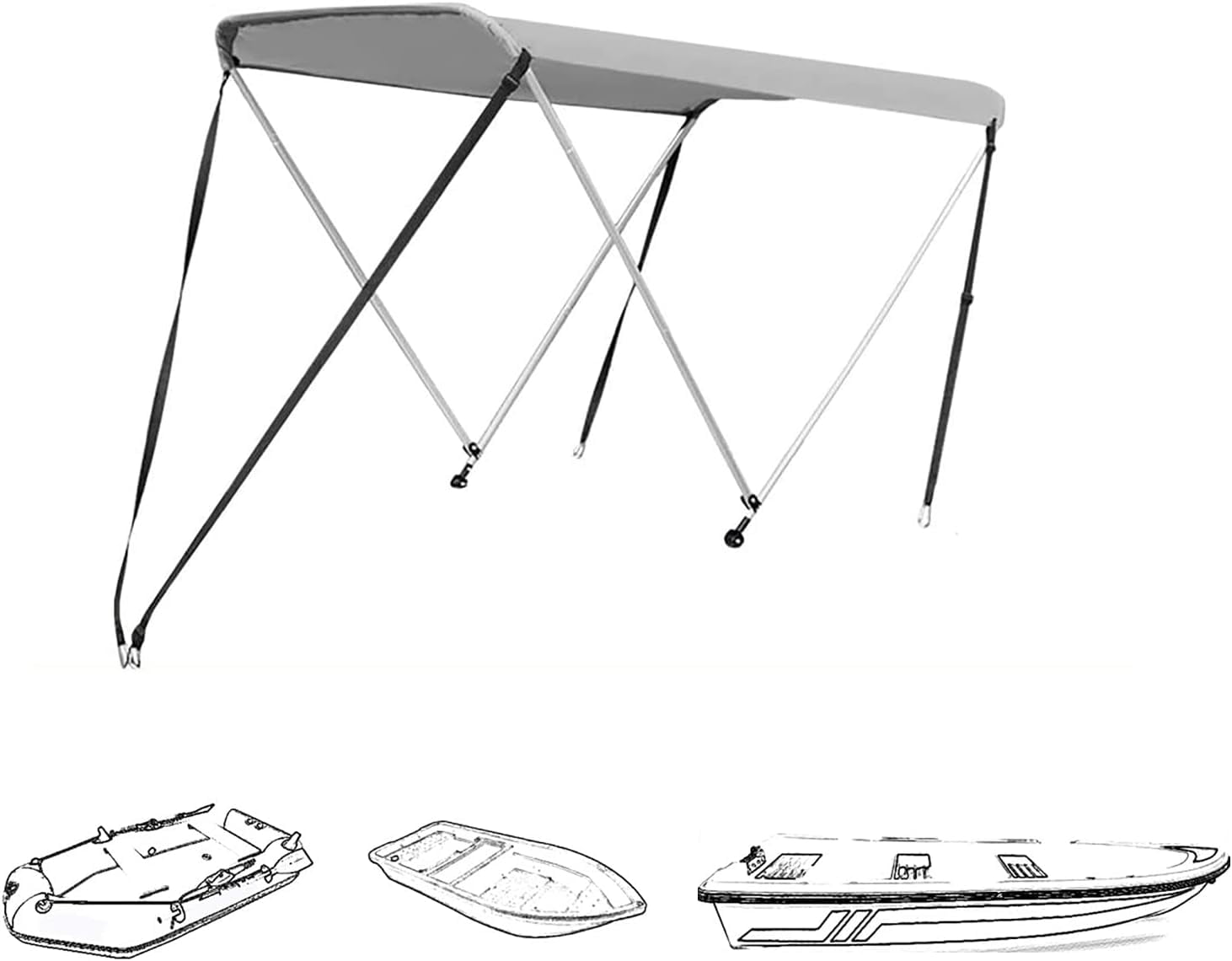 LILYPELLE Bimini Tops for Boat 2 Bow Portable Foldable Bimini Top Oxford Cloth Cover with