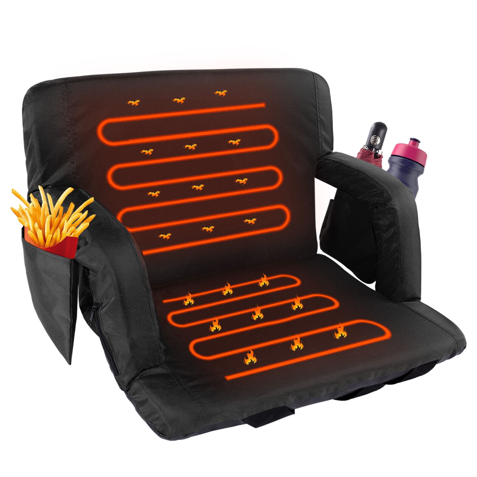 20 in. Portable Heated Stadium SEATS with Adjustable Padded Backrest
