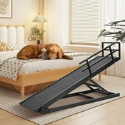 LILYPELLE Foldable Pet Ramp Bed for Dogs Cats with Non-slip Rubber,15.7"-27.5" Height Adjustable , 55.1"Lx17.7"W,Black