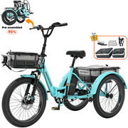 LILYPELLE Folding Electric Tricycle for Adults, 750W E-Mountain Trike with Large Basket , 3 Wheel Electric Bicycle Motorized for Women Men