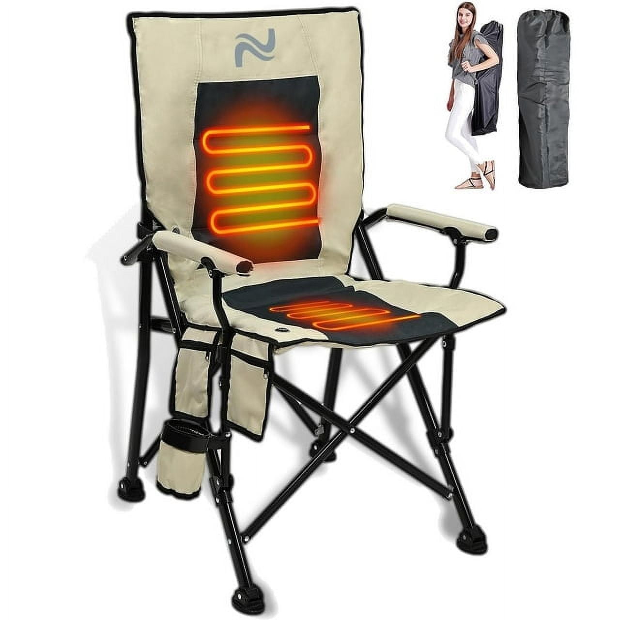 LILYPELLE Heated Camping Chair, Heats Back and Seat, 3 Heat Levels