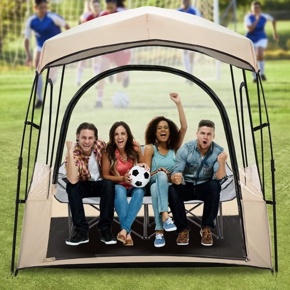 LILYPELLE Sport Tent with Removable Top Cover and Sealed Floor, Instant Weather Proof Pod for 4-6 People, Pop Up Bubble Clear View Tent, All Weather Shelter