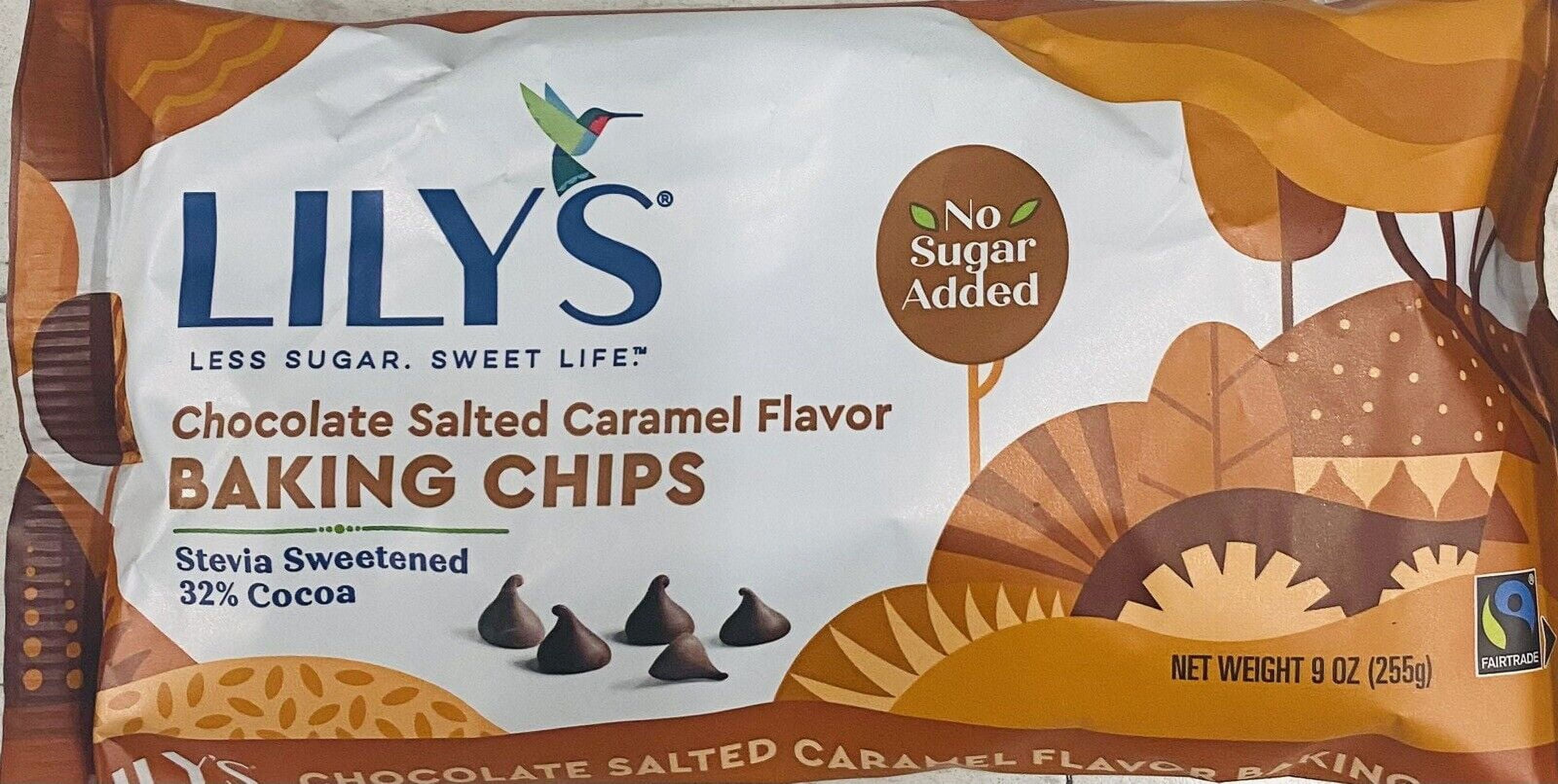 LILYS CHOCOLATE SALTED CARAMEL Stevia Sweetened Baking Morsel Chips 9