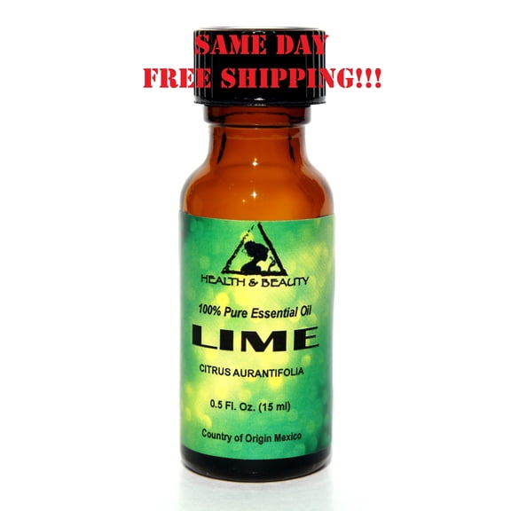 LIME ESSENTIAL OIL AROMATHERAPY 100% PURE NATURAL IN GLASS BOTTLE 0.5 OZ, 15 ml