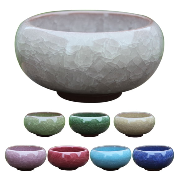 LIMEI 2.56" x 2.56" x 1.38" Round Red Ceramic Succulent Planters with Drainage Hole