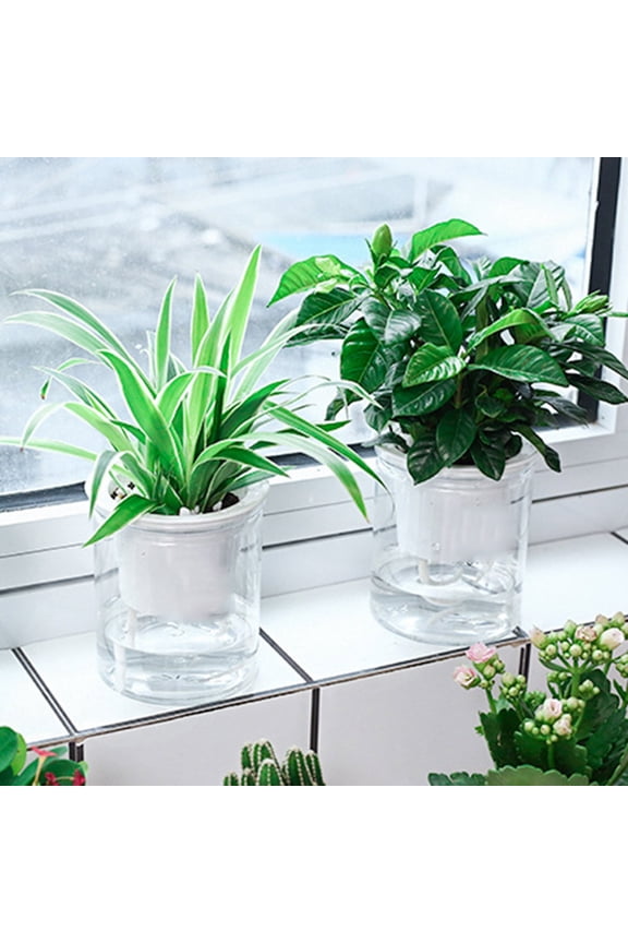 4.33" x 3.94" Clear Resin PP Plant Pot with Self-Watering