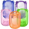 thumbnail image 1 of LIMEI Foldable Nylon Net Laundry Basket with Mesh Fabric, Light Blue, 1 of 6