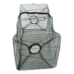 LIMEI Nylon Folding Crawfish Minnow Trap Fishing Bait Net, 19" x 8" x 8"