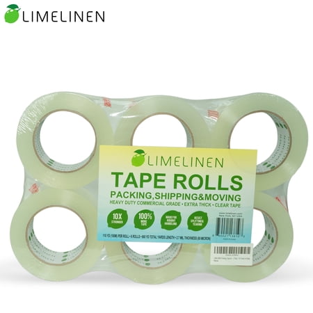 LIMELINEN Commercial-grade Packing Tape Rolls, Industrial-Grade Heavy Duty Adhesive Tape for Shipping Packaging Moving, Extra Clear, 1.8 inches Wide, 2.7 mil Thick, 36 Rolls Pack