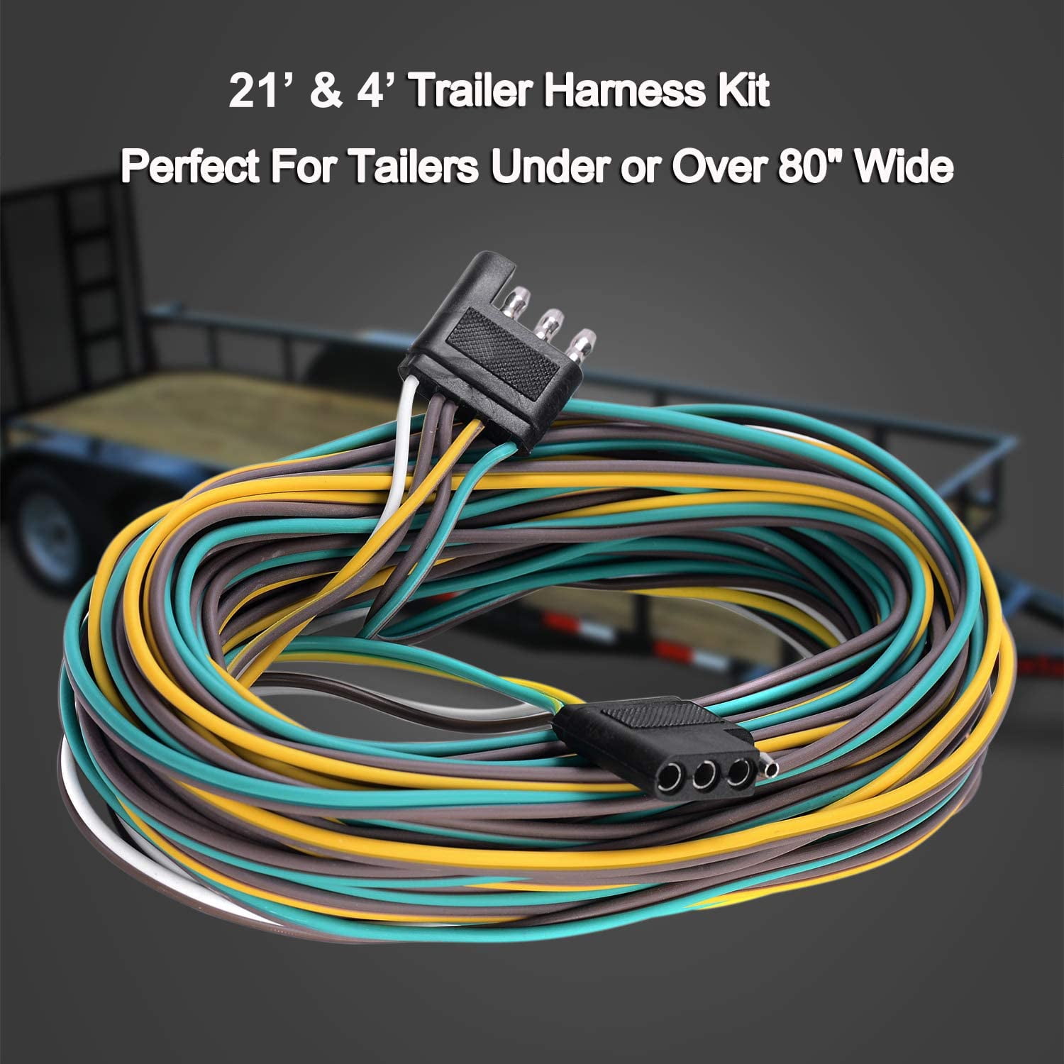 LIMICAR 25 FT 4 Pin Flat Trailer Wiring Harness Kit, 4 wire trailer