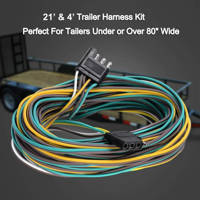 LIMICAR 25 FT 4 Pin Flat Trailer Wiring Harness Kit, 4 wire trailer
