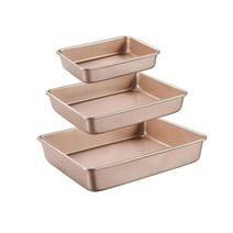 LIMICAR 3-Piece Baking Pan Set,Large Nonstick Bakeware Set,Deep Baking Cookie Sheets, Heavy Duty Cake Pan Sets for Oven(Gold)