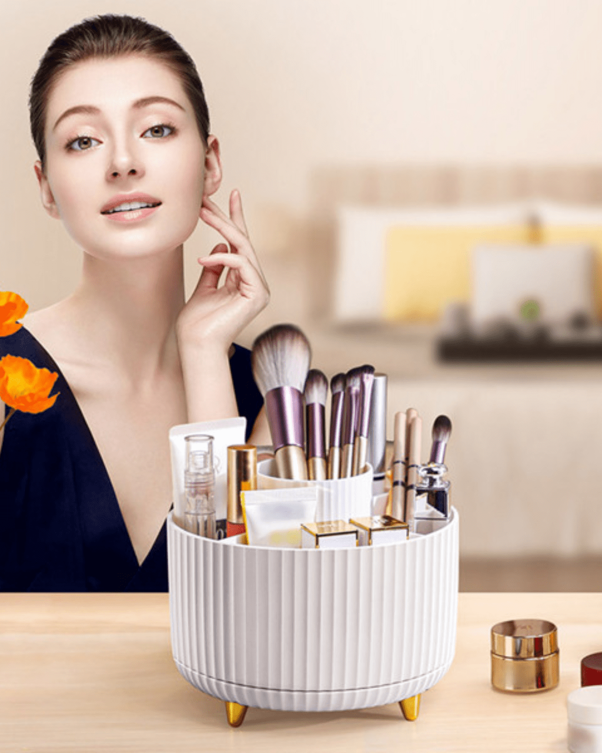 LIMICAR 360Degree Rotating Turntable Desktop Organizer Makeup and