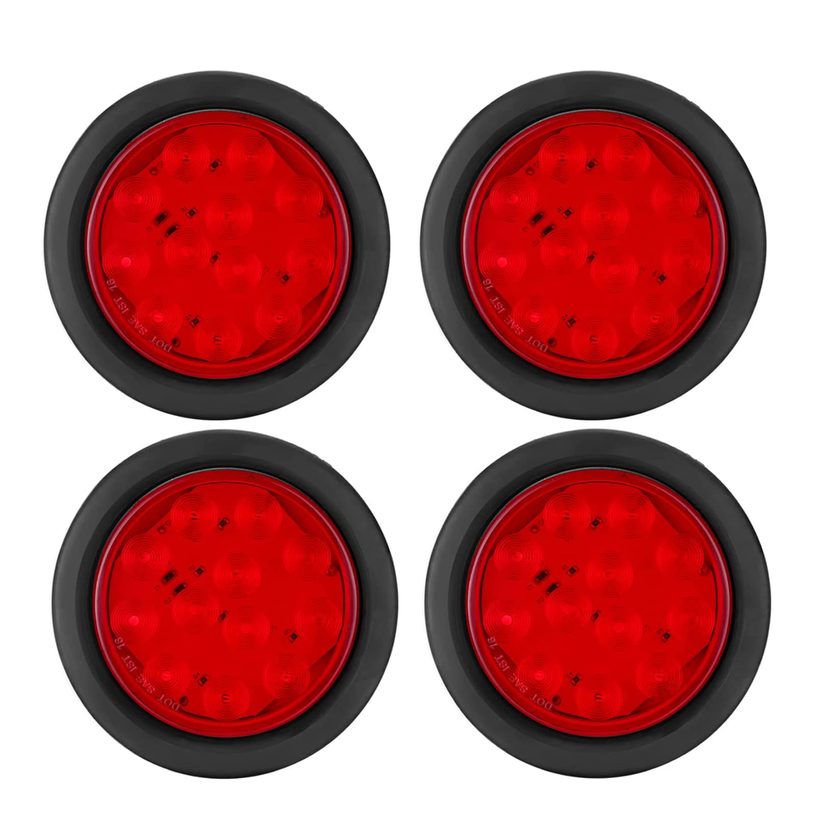 LIMICAR 4 Round LED STF9 Stop Turn Tail Lights, 12 LED Trailer Lights