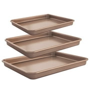 LIMICAR  Baking Sheet Set,8/11/13in Carbon Steel Cookie Sheet for Oven, 3 Pack Stackable Baking Tray for Dishwasher Safe