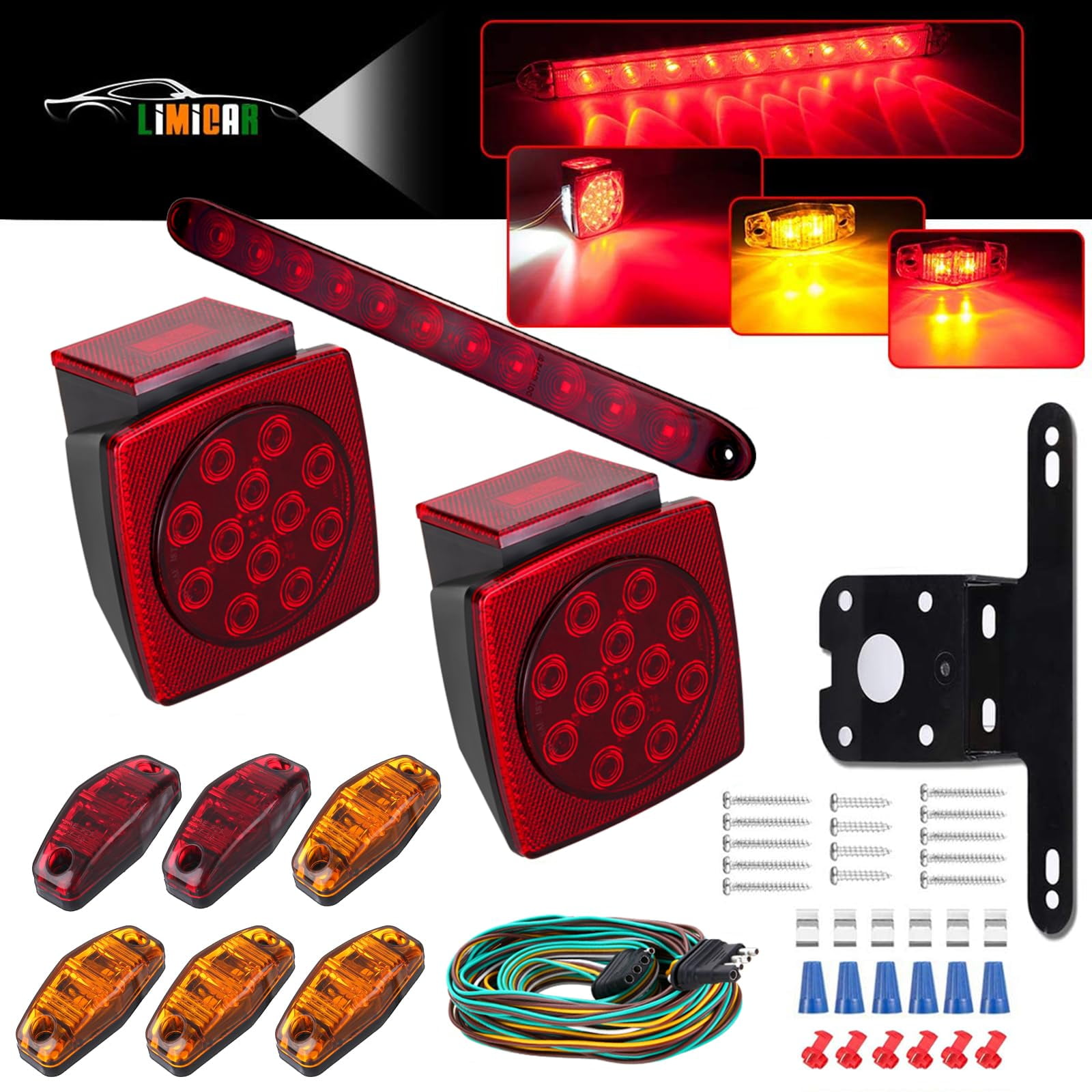 LIMICAR LED Trailer Lights, OIF8 LED Trailer Light Kit, Boat Trailer