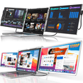thumbnail image 1 of LIMINK 14inch Laptop Monitor Extender with 1 Cable Connect Protable Extended Dual Screen for 15-17.5inch Laptops,1200P Frameless Tri-Screen Plug and Play ,Travel Monitor, 1 of 7