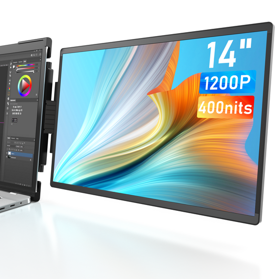 LIMINK Al Alloy 14 Inch Laptop Screen Extender, 1200P IPS Attachable Portable Monitor for 13.3-16" Laptop, Dual Screen Monitor Compatible with MacOS/Windows