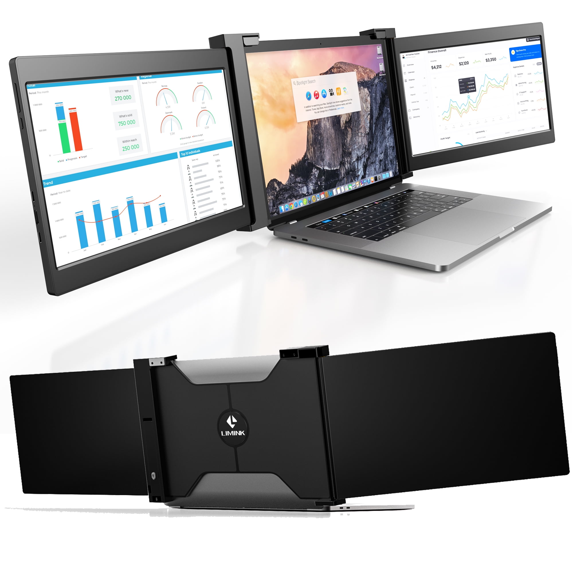 LIMINK S11 - Extensor de pantalla portátil de triple monitor para laptop de  13 a 16 pulgadas