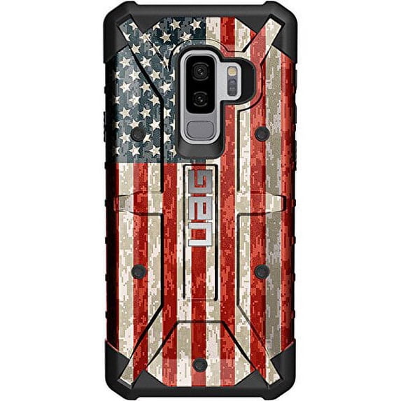 LIMITED EDITION - Customized Designs by Ego Tactical over a UAG- Urban Armor Gear Case for Samsung Galaxy S9 PLUS (Larger 6.2")- US Flag, Reversed over Digital Camouflage
