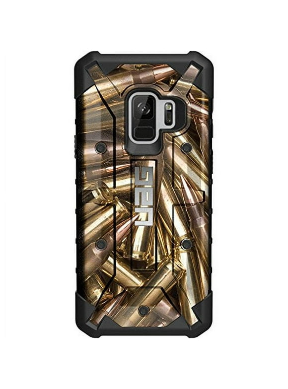 LIMITED EDITION - Customized Designs by Ego Tactical over a UAG- Urban Armor Gear Case for Samsung Galaxy S9 (Standard 5.8") Custom by EGO Tactical- Brass Rifle Bullets .556 .223 Bullets