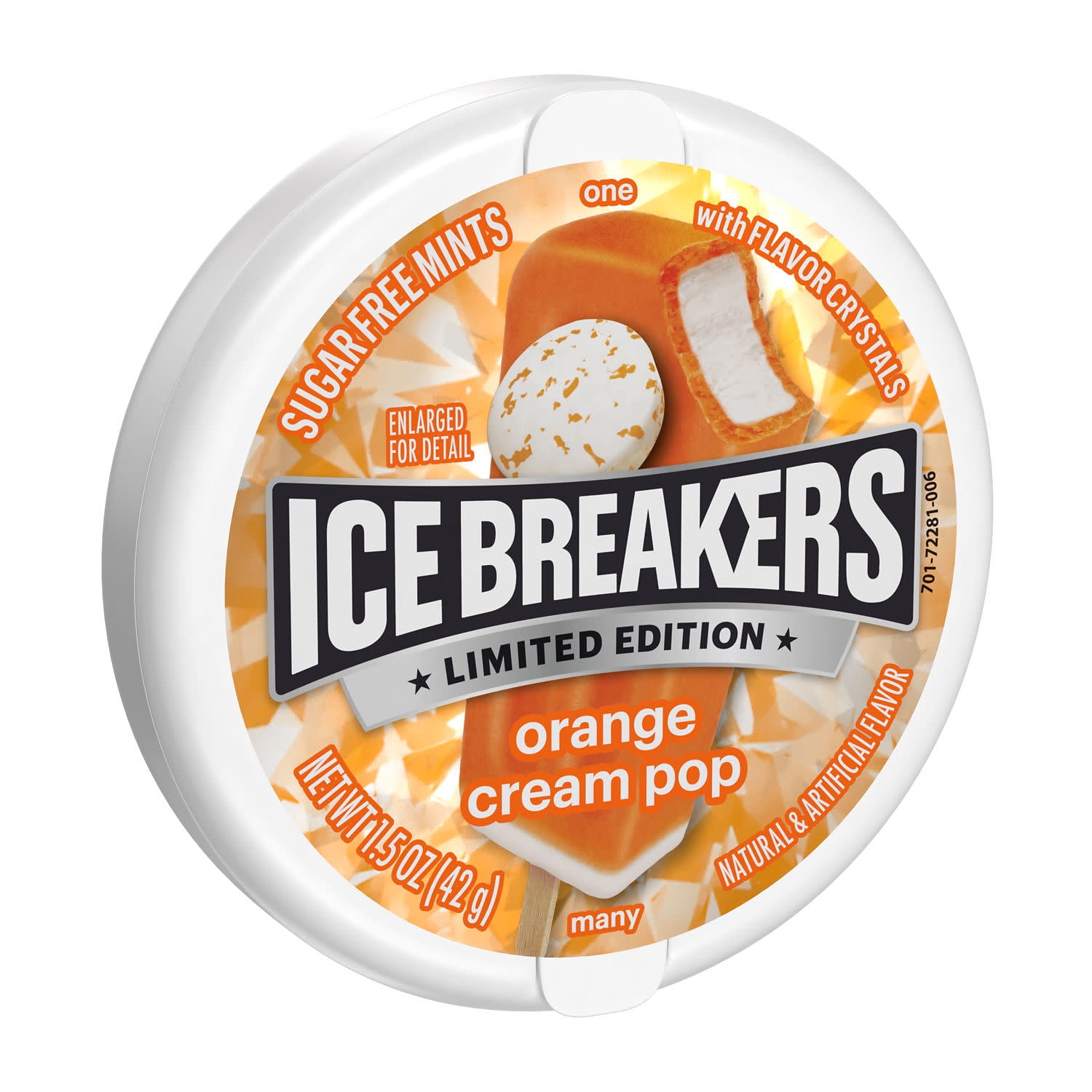 Ice Breakers Orange Cream Pop Sugar Free Mints, Tin 1.5 oz