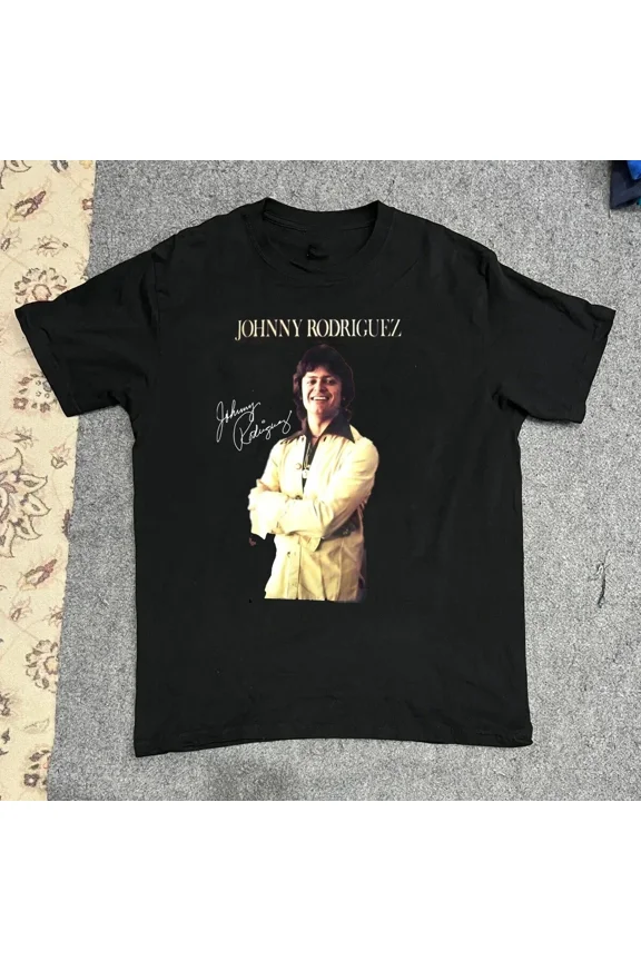 LIMITED EDITION Johnny Rodriguez Signed Collection Black All Size Tee T-Shirt