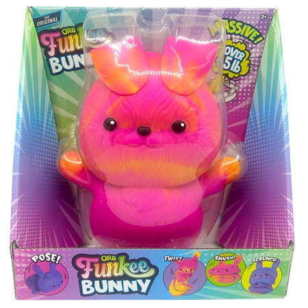 LIMITED EDITION ORB Funkee Animalz Bunny JUMBO (Pink/Yellow) - Over 4.5 lbs - HUGE, Funny, Squishy, Stretchy!