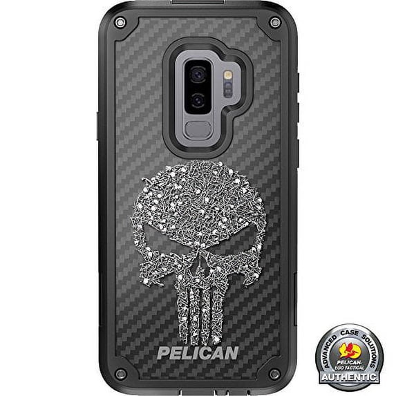 LIMITED EDITION Pelican Shield Kevlar Case for Samsung Galaxy S9+ Plus Designs by Ego Tactical with up to 24-foot drop protection: White Punisher made of Skeletons