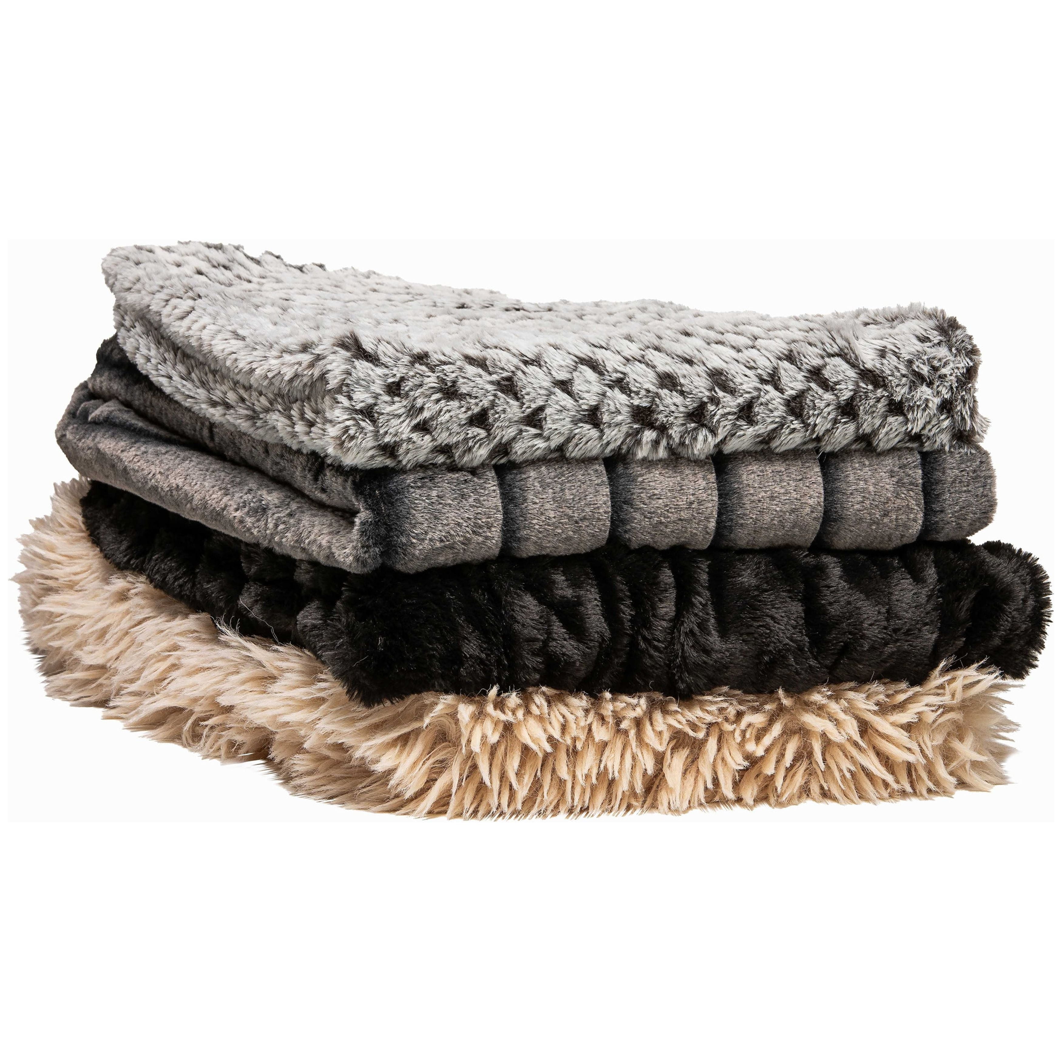 Luxurious Charcoal Black Faux Fur 50" x 60" Throw Blanket
