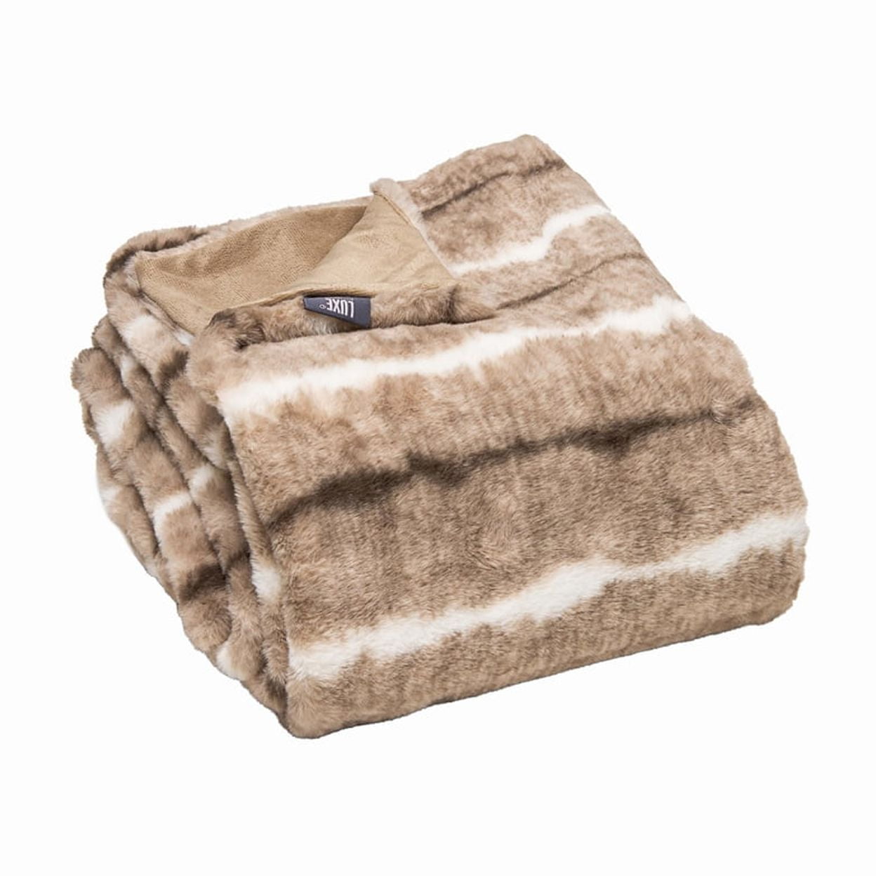 Dayton Beige Rabbit Faux Fur 50" x 60" Throw Blanket