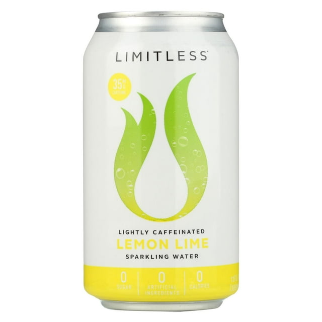 LIMITLESS Lightly Caffeinated Sparkling Water, Lemon Lime, 12 Fl Oz, 8