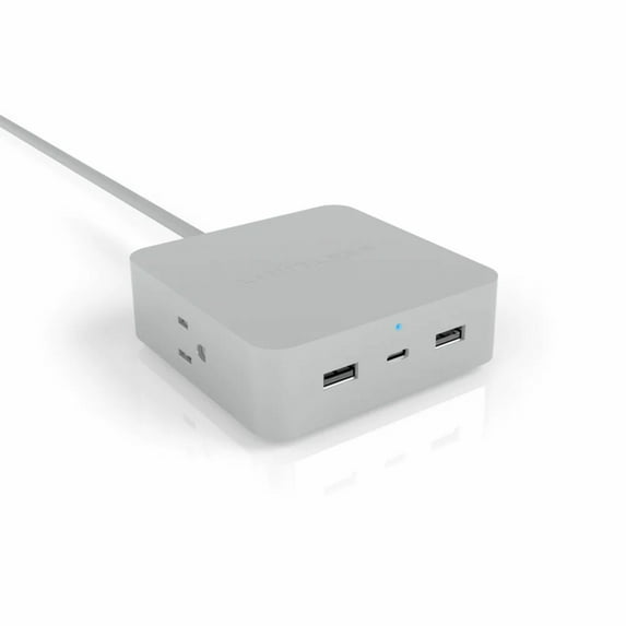 LIMITLESS PowerPro - 5-Device Desktop Charger with USB, Type-C, AC Outlets and Surge Protection - Gray
