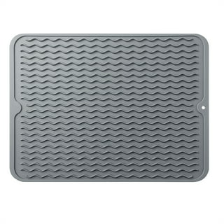 Comfy Grip Rectangle Black Silicone Dish Drying Mat - 17 3/4 x 15