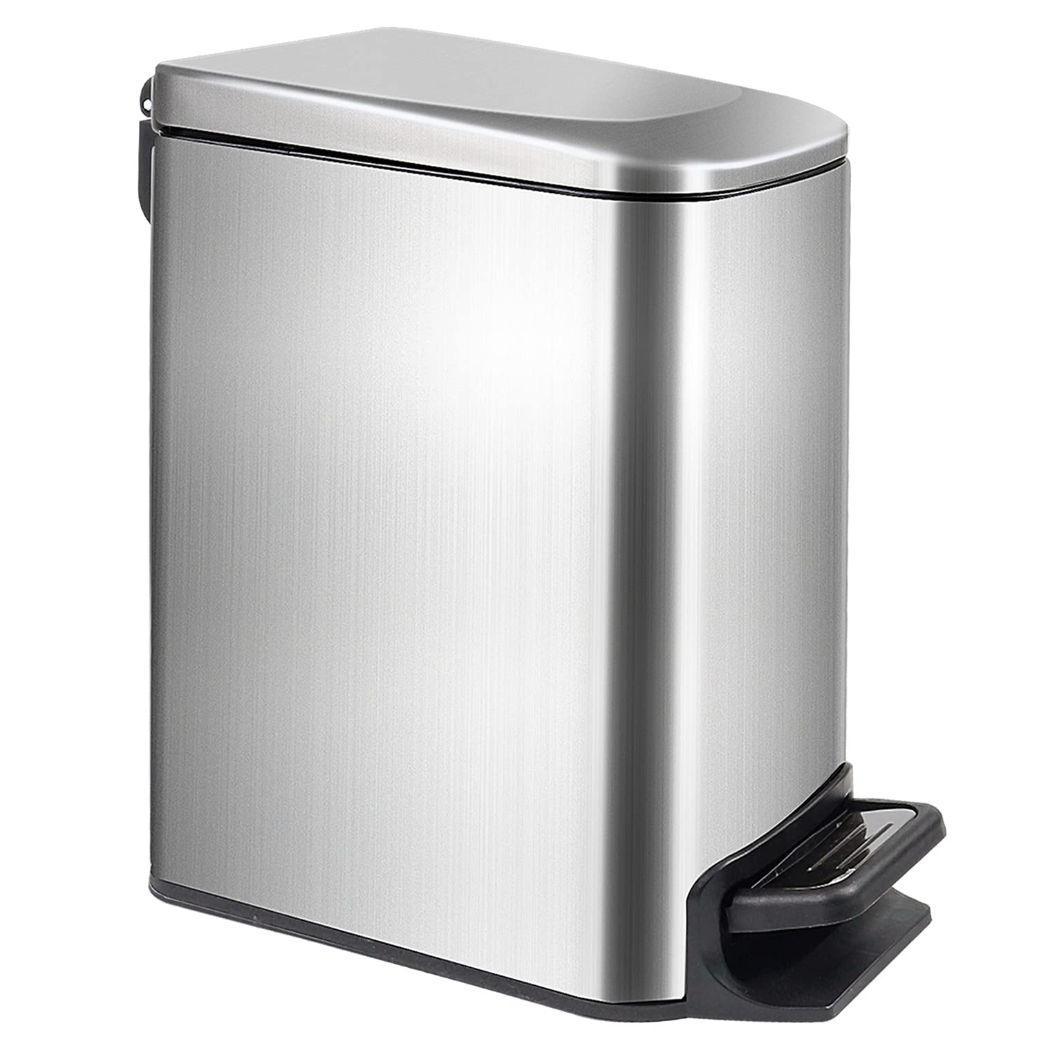 LINAN 6 Litter/1.6 Gallon Small Bathroom Trash Can with Lid Soft Close ...