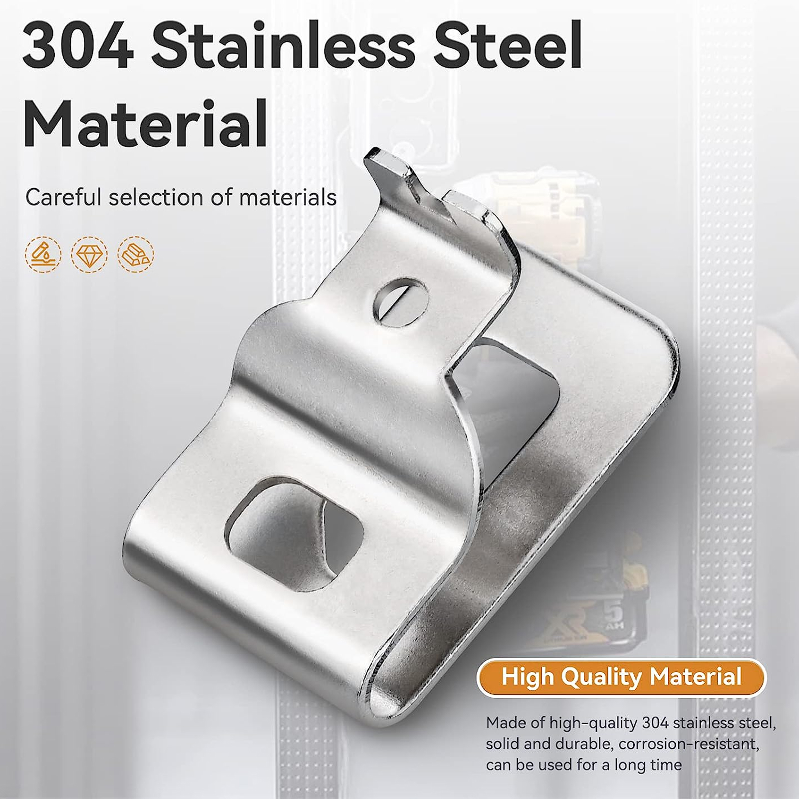 LINASHI 1 Set Tool Belt Clip Easy to Install Stainless Steel Tool Clips