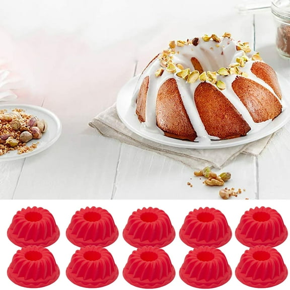 LINASHI 10Pcs Spiral Ring Silicone Cake Mold Kitchen Silicone Pound Cake Baking Pan Professional Non-Stick Pound Mold for Baking Pound Cake, Bread