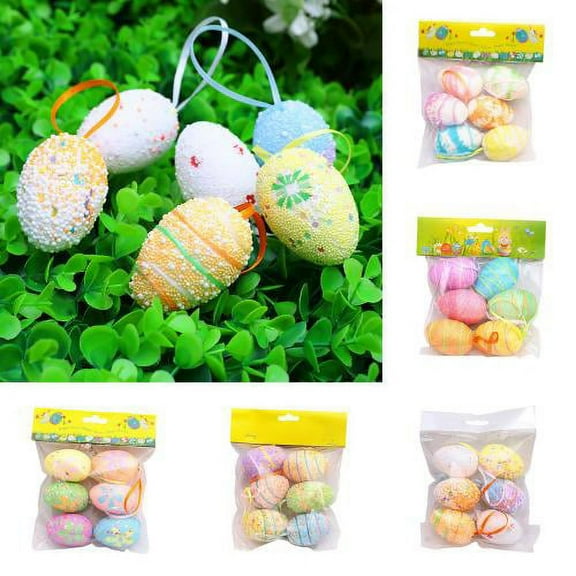 LINASHI 12Pcs/Set Hanging Easter Eggs Ornament, Easter Egg Hanging Ornament, Decorative Easter Hanging Eggs,Tree Hanging Ornaments for Easter Tree Easter Decoration,Home Decor