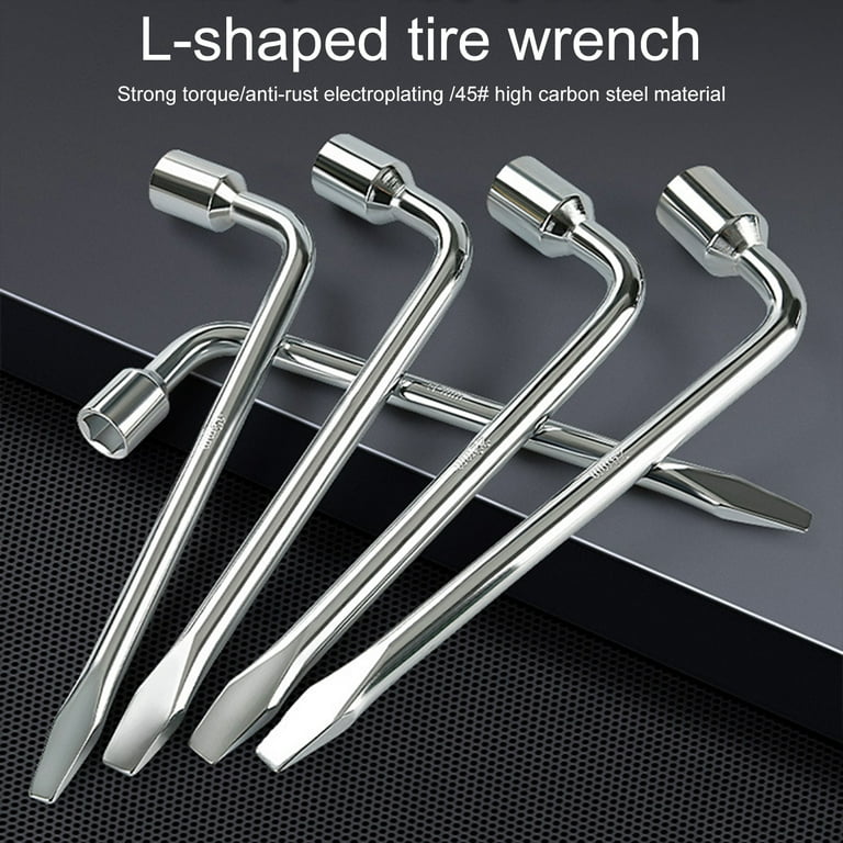 LINASHI 17 19 22 24mm Tire Wrench High Torque Non slip Car Tyre Removal Tool High carbon Steel 2 End L Type Socket Wrench Hex Key Socket Spanner Tool