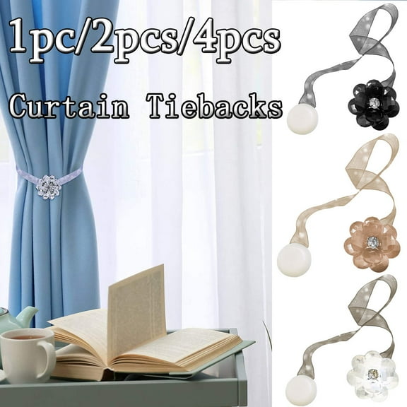 LINASHI 1pc/2pcs/4pcs Fashion Floral Curtain Tiebacks Style Decorative Drapery Holdbacks Rope Holder for Home, Office