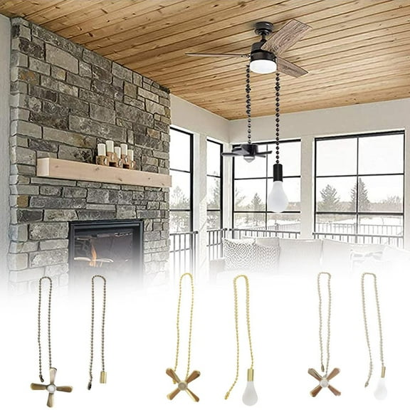 LINASHI 2Pcs/Set Ceiling Fan Pull Chain Set, Fan Decorative Fan Pull Chain Pendant Extension, Fan Cord Extender Ornament with Connector