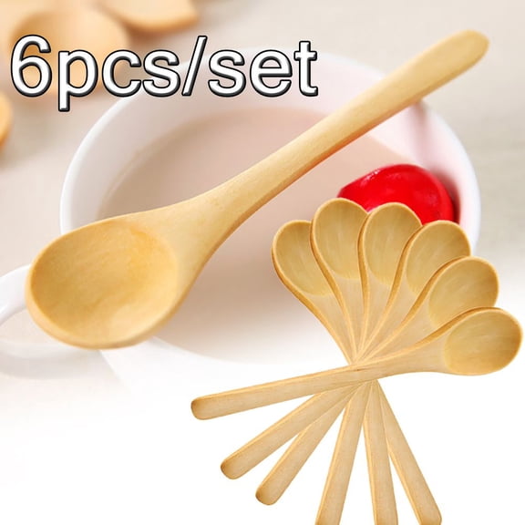 LINASHI 6pcs Wooden Teaspoon Small Teaspoons Serving Wooden Utensils For Cooking Condiments Spoon, Mini Honey Wooden Spoons