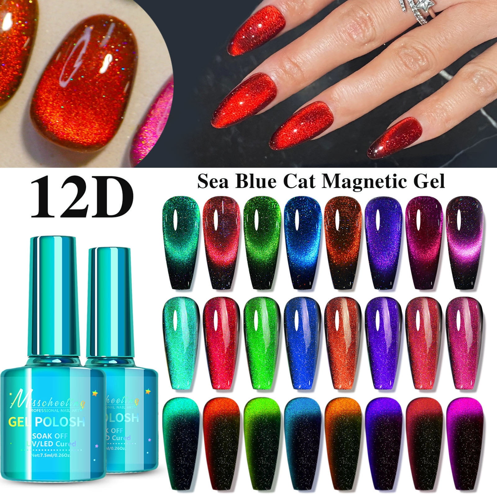 LINASHI 8g Manicure Gel Quick Drying Glitter Shiny Effect Nail Design ...