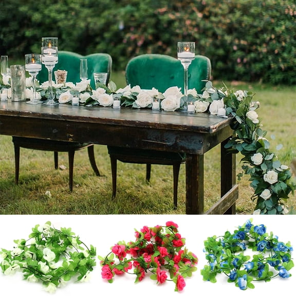 LINASHI Artificial Rose Garlands Fake Silk Rose Flowers Hanging Vines for Wedding Party Home Wall Garden Hotel Outdoor Decor
