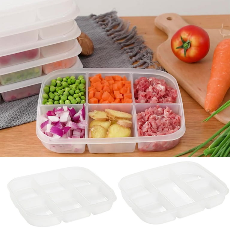 Taiuloo 2 Pack Divided Veggie Tray with Lid, 5 Compartment Snackle Box  Container for Fridge, Clear Refrigerator Organizer Bins Plastic Food  Storage